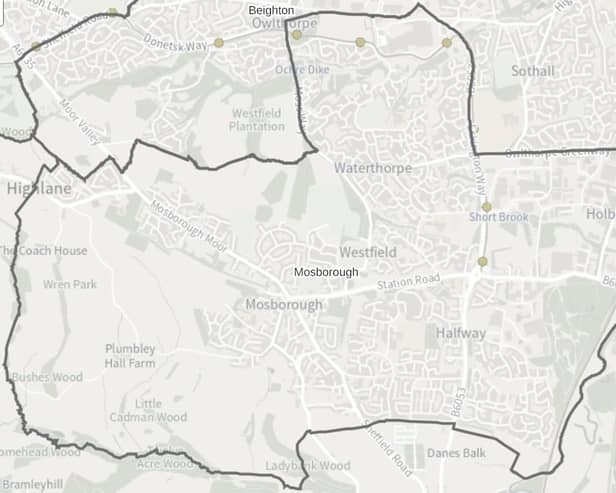 The Mosborough ward in Sheffield City Council, home to Crystal Peaks shopping centre. Image: Sheffield Council election wards map