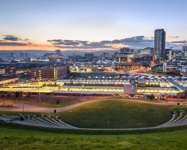 UK,South Yorkshire, Sheffield, City Centre at night from Sheaf Valley Park (SakhanPhotography - stock.adobe)