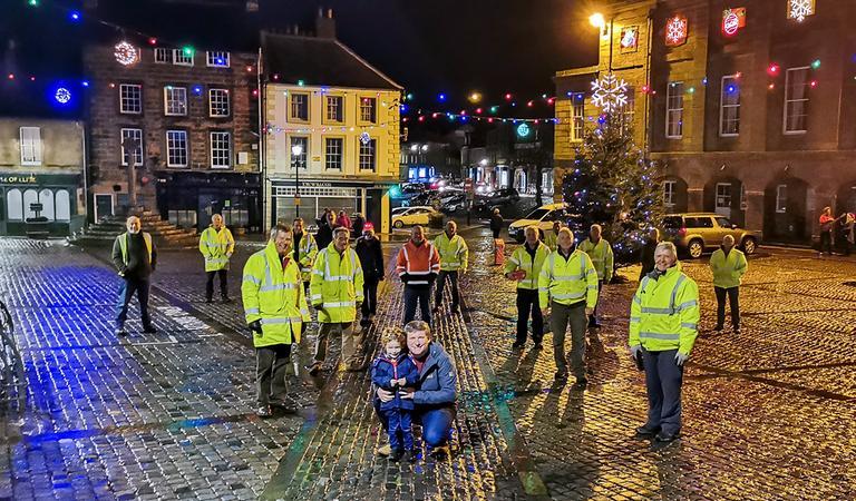 A socially distanced Christmas lights switch-on in Alnwick.