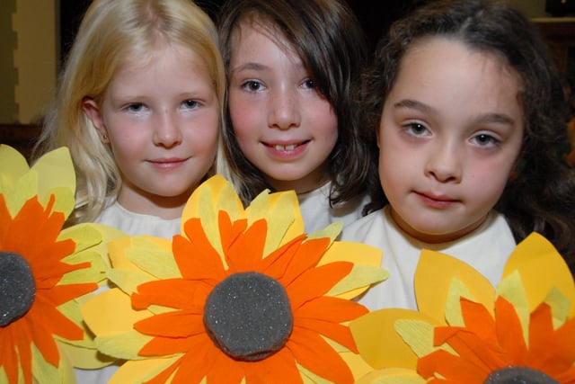 In 2010 Mansfield Woodhouse's Turner Hall hosted a dress rehearsal for the scouts and guides Gang Show on Sunday as part of the centinary celebrations. Pictured from the left are; Beaver Emilia Phoenix 7, Brownie's Emily Fogwill 9 and Madison Smith 7.