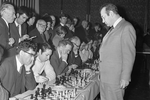 Victor Korchnoi, the world famous Soviet grandmaster, faced 25 local players in Sunderland Polytechnic and gave an exhibition of chess mastery in January 1972.