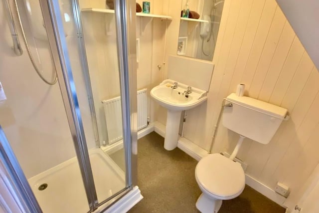 This is the second shower room in the coach-house annexe. Compact but containing all you need.