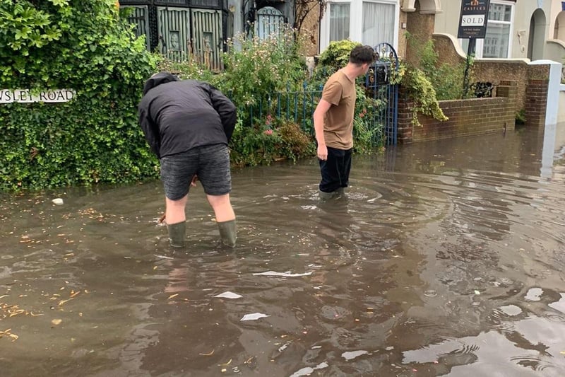 Residents of Salisbury Road in Cosham are calling for urgent action after flooding has hit their street. Picture: Lucy Heard