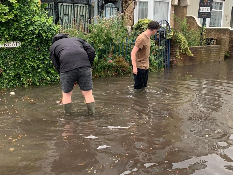 Residents of Salisbury Road in Cosham are calling for urgent action after flooding has hit their street. Picture: Lucy Heard