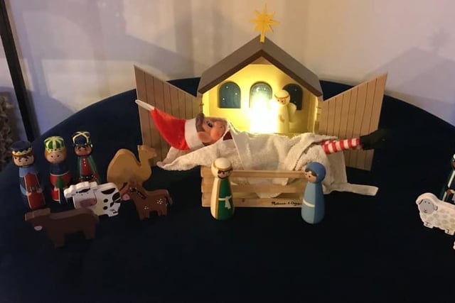 The Elf has taken over the nativity. From Madi Mace.
