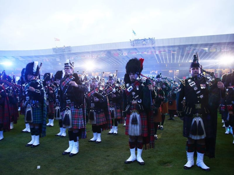 The Royal Edinburgh Tattoo performs during the Closing Ceremony for the Glasgow 2014 Commonwealth Games at Hampden Park on August 3, 2014 in Glasgow.