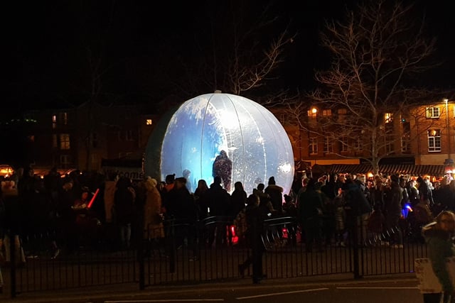 The snow globe on Hucknall Market Place