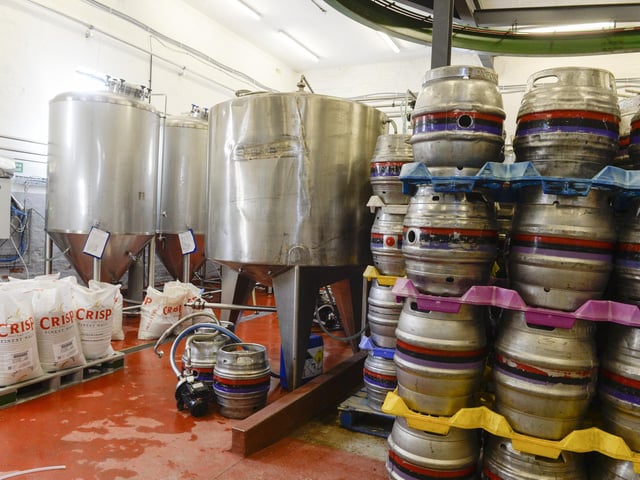 This is Neepsend Brewery Co, in the building adjacent - fresh beer is piped straight in from here to the bar, which serves to reduce the venue's carbon footprint.