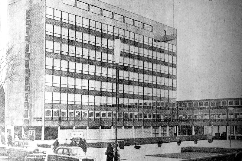 One of Chesterfield's most iconic new buildings was the AGD, which opened in 1963. The building was demolished and now the Royal Mai'ss Future Walk building stands at the site next to the footbridge to Queen's Park.