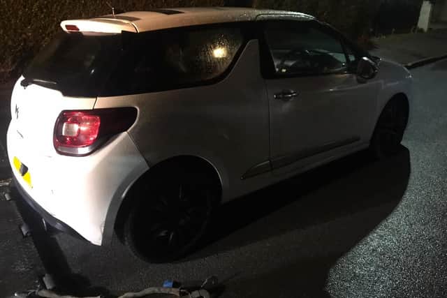 A stolen car was abandoned on a hill in Sheffield during a police chase