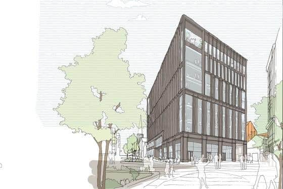 Artist's impression of Block H's office building, H2.