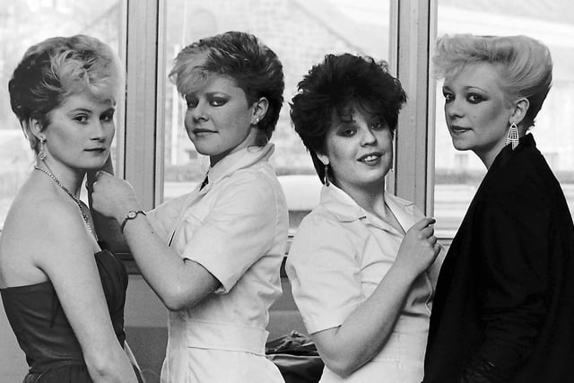 Award winning hairdressing students from the Henderson College in Commercial Road, Hawick, February 1985.