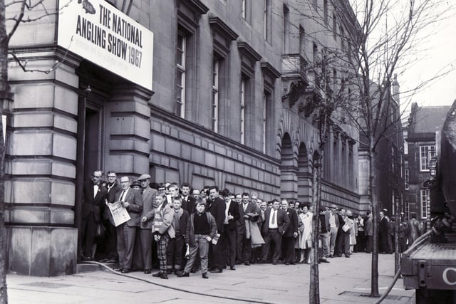 Queue outside City Hall, Sheffield, for the National Angling Show of 1967