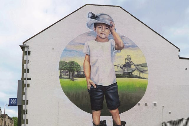 The Wee Miner Boy mural, designed by Kerry Wilson, in Cowdenbeath (Pic: Gillian Tait)