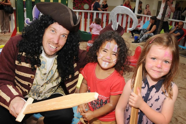 Captain Hook with Coletta Sawaki and Lucy Brown at the Pirate themed beach in The Bridges. Remember this from seven years ago?