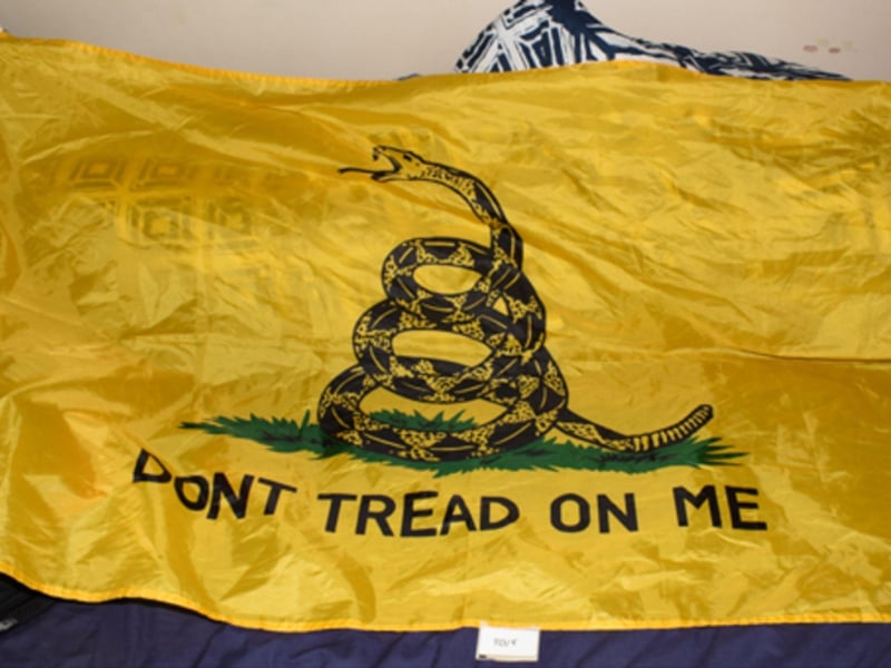 A Gadsden flag found at Broadhurst's Chesterfield home address.
