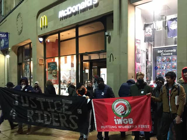 The picket line at the McDonalds on High Street.