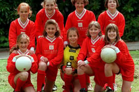 Pictured at Totley  Primary school, Sunnyvale Road, Totley,  is the girls football team.  Left to right,  back row,  Charlotte Wilde, Kate Foley, Megan Randall and Rosie Aspinall. Front row: Louise Myers, Claire Wells, Lucy Berry, Ruth Dacey, and Zoe Thirsk, May 1998