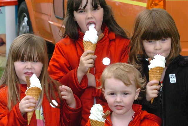 Enjoying an ice cream back in 2004 at Mayfest were  LtoR are sisters, Katie five, Jessica eight, Brooke three, and Georina Lilley six