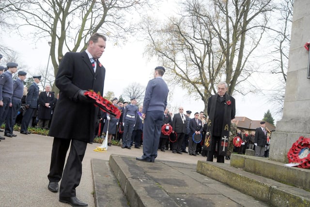 2010: MP Mark Spencer at the Hucknall Remembrance parade and wreath-laying ceremony at the town cenotaph