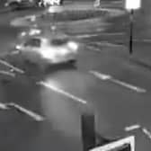 A still from the footage - you can just make out the car and Chris' lights as the driver is about to collide with the cyclist