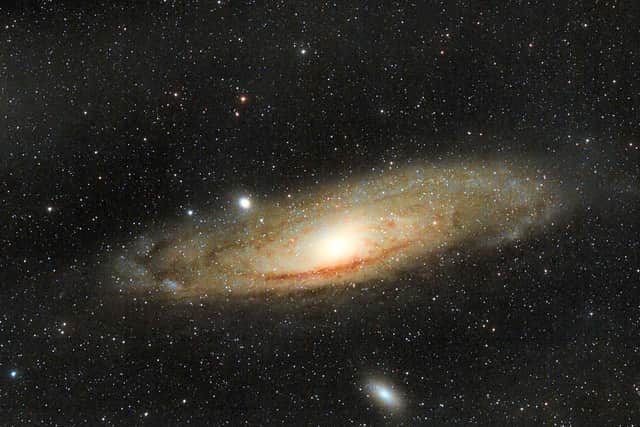 Andromeda Galaxy. Amateur astronomer Russell Atkin from  Woodseats, Sheffield, has shared some of his proudest works after photographing incredible space scenes from his own BACK GARDEN since 2017. See SWNS story SWOCastronomer. An amateur UK astronomer has shared some of his proudest works after photographing incredible space scenes from his own BACK GARDEN. Russell Atkin, 52, took up astronomy eight years ago - and has shared some of his most incredible photographs taken from his own back garden.Russell, who lives in Woodseats, Sheffield, said he has been “fascinated by stars and planets” since childhood and has photographed a range of incredible sights using his high-tech telescopes. The pictures show some of his most eye-catching captures from the past few years - including his own top picks, the stunning Pleiades star cluster and the famous Orion Nebula.
