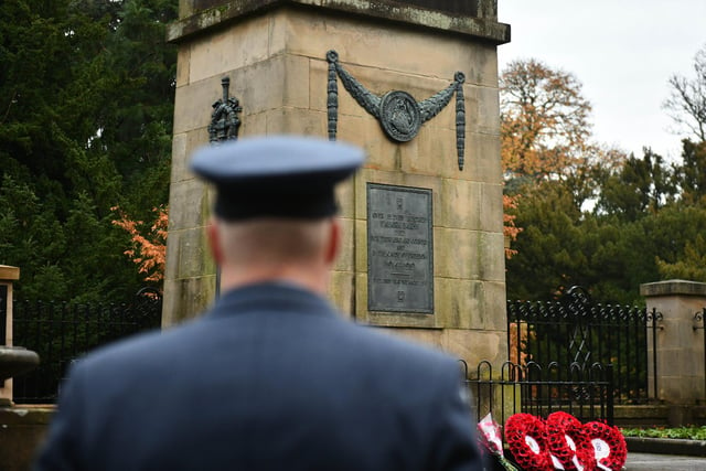 A Remembrance Sunday parade left Falkirk Town Hall for a service at Falkirk Cenotaph in honour of the fallen heroes who gave their lives for their country.