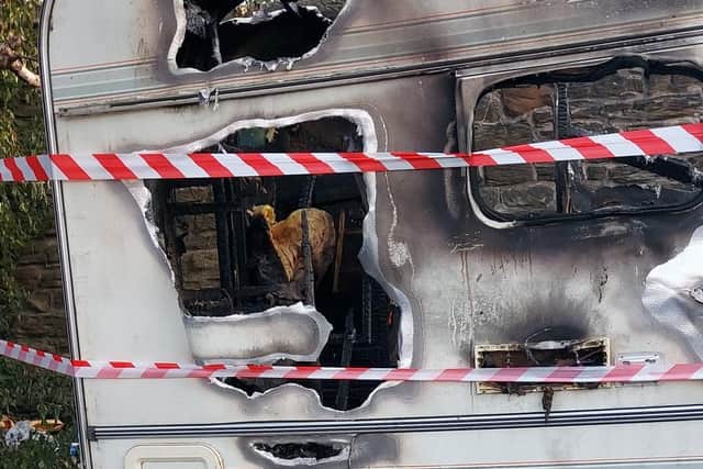 The caravan caught fire on Monday afternoon