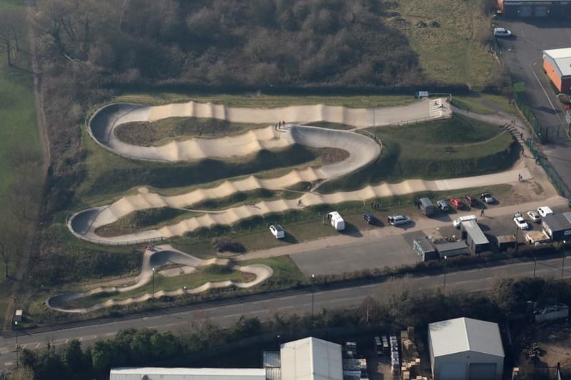 The eye-catching view of the BMX track on Seller's Wood Drive