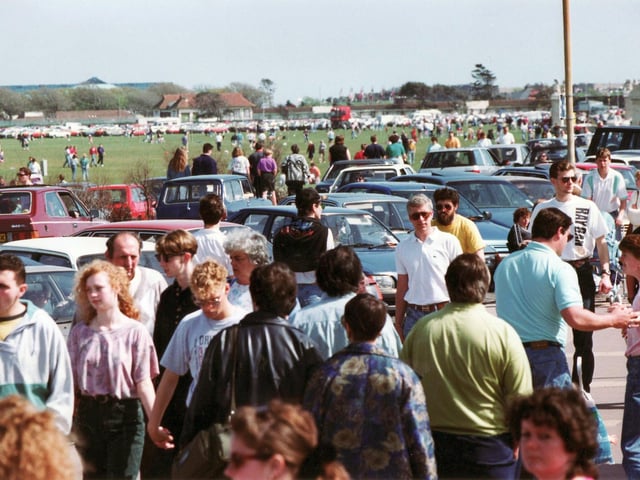 Crowds of people flock to Southsea Common over the bank holiday weekend in May 1992