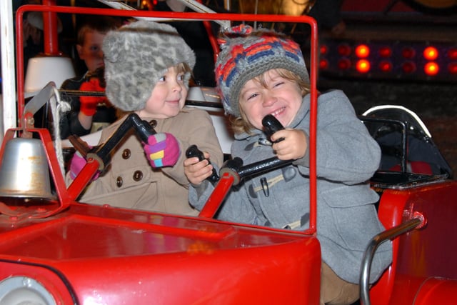 Back to 2011 and Berry Hill Park Trustees' Halloween Fireworks display in Berry Hill Park. 
Pictured are Bilsthorpe twins, 3 year olds Tulip and Noah Wood.