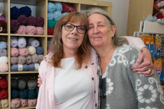 Jill Memmott in her wool shop at Hunters bar which is closing down after 16 years with Diane Chatwin