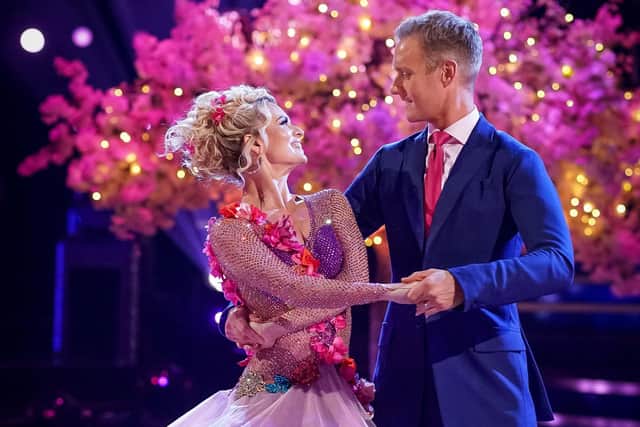Dan Walker and Nadiya Bychkova are dancing a jive for this Saturday's Halloween week on Strictly Come Dancing, set to the B-52s' Rock Lobster. Photo: Keiron McCarron/BBC/PA Wire.