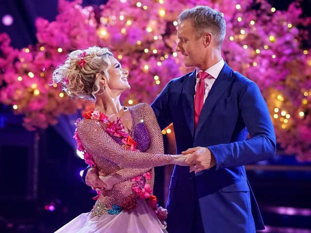 Dan Walker and Nadiya Bychkova are dancing a jive for this Saturday's Halloween week on Strictly Come Dancing, set to the B-52s' Rock Lobster. Photo: Keiron McCarron/BBC/PA Wire.