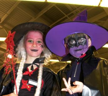 Jessica Highfield and Matthew Boyal both aged nine in 2000. Dressed as witches at Doncaster Asda.