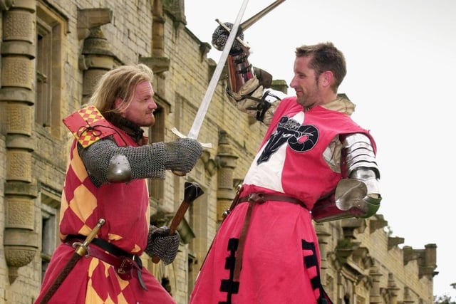 David Polfreman of Sheffield and Mark Bosson of Chesterfield two of the founders members of The Order of the Fighting Knights based at Bolsover castle with members from South Yorkshire and Derbyshire they where took part in a medieval tournament at the castle in 2002