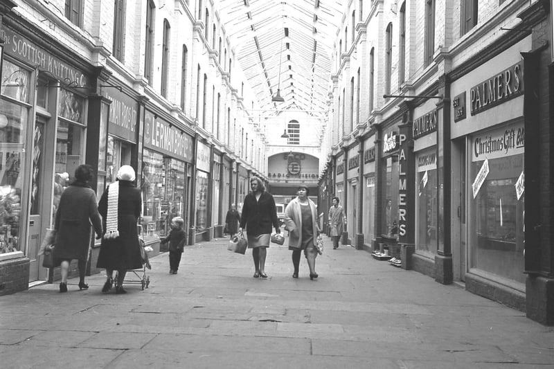 The New Arcade was due to close to make room for a Post Office extension. Here it is in November 1970.