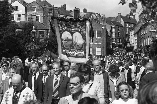 Westoe Lodge is pictured marching on Elvet Bridge 38 years ago.