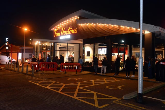 Customers wait for their turn at the new Boldon Tim Hortons.