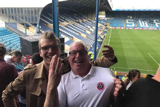 Steve Stubbs, also known as Annies_Song_ on Twitter, posted: "Me and my lad Ben Stubbs celebrating four goals in South Barnsley the day the bouncing stopped."