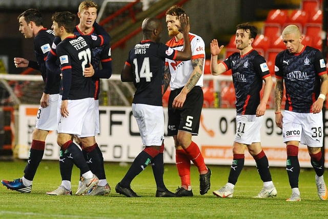 December 12, 2020: Clyde 0, Falkirk 3
Falkirk’s Ben Hall celebrating joining Scott Mercer and Charlie Telfer on the scoresheet against Clyde at Cumbernauld’s Broadwood Stadium in this League 1 victory