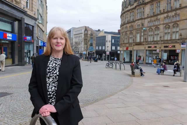 Diane Jarvis, head of business operations at Sheffield BID, on Fargate in the city centre.