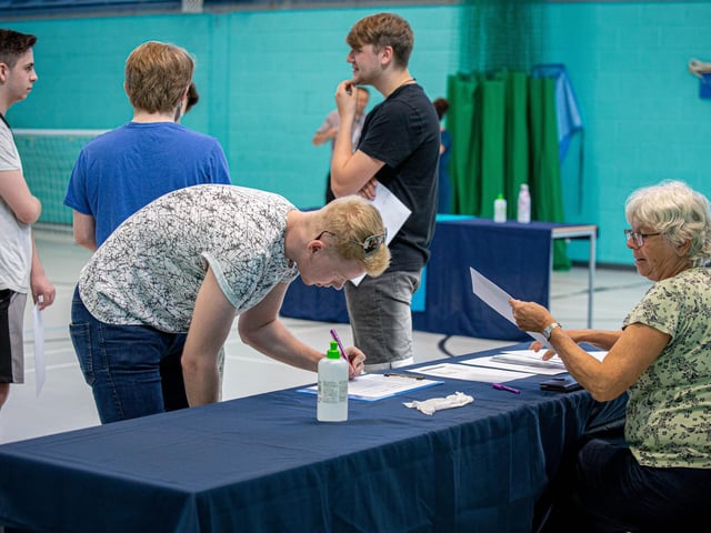 Jospeh Rickman collecting his results at UTC College in Portsmouth. Picture: Habibur Rahman