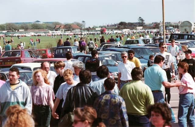 Crowds of people flock to Southsea Common over the bank holiday weekend in August 1995