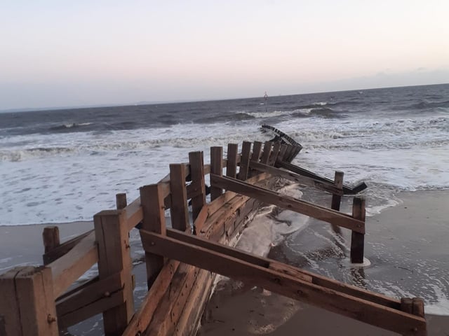 On Portobello Beach, the dock took most of the doing as clear skies gave off a seeming tranquility whilst the waves raged from below.