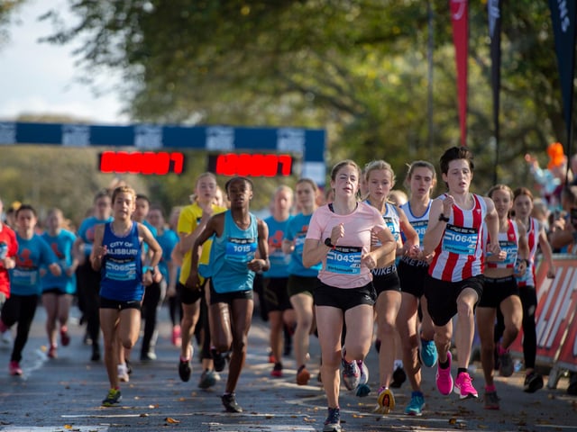 Junior runner setting off from the starting blocks on Saturday. Photo: Peter Langdown