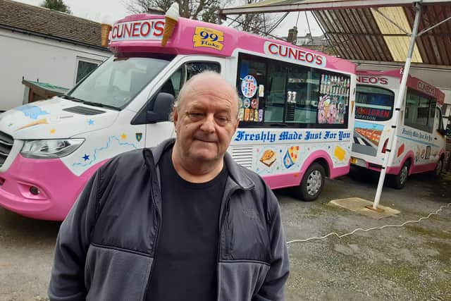 Andrew Cuneo, pictured with  his new ice cream van, fears he will go out of business