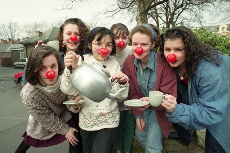 St Anthony's schoolgirls provided tea and biscuits for the staff in aid of Comic Relief in March 1993. Were you among them?