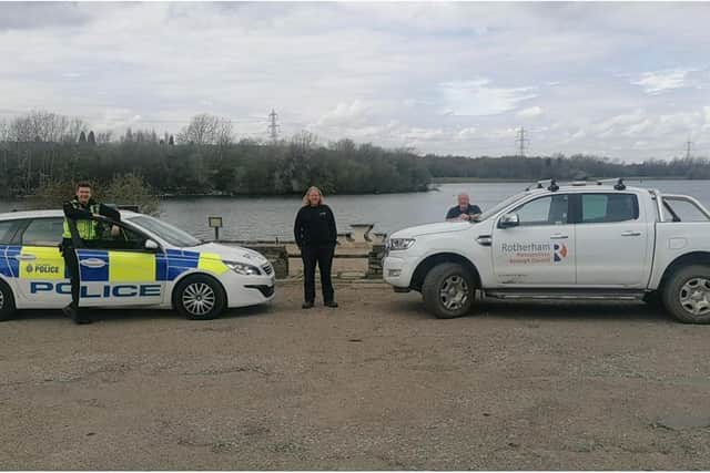 Police officers are patrolling Rother Valley Country Park to check for people breaking lockdown rules