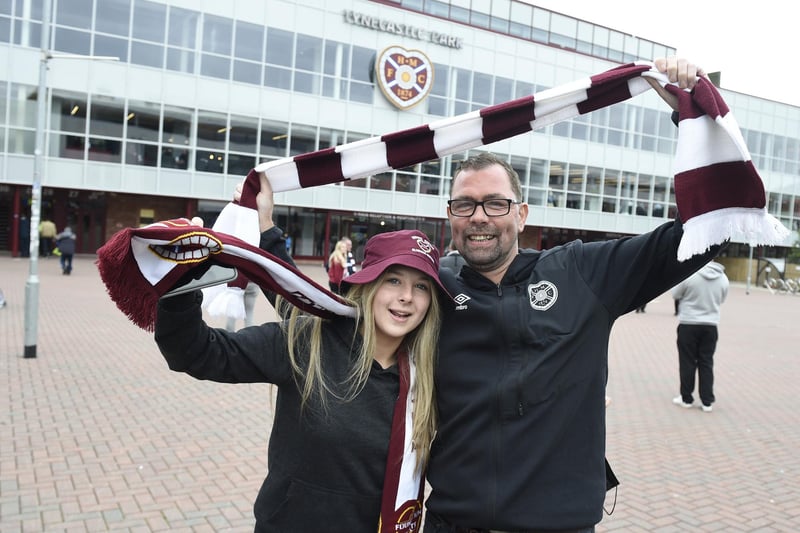Connie and Tim Dover outside Tynecastle